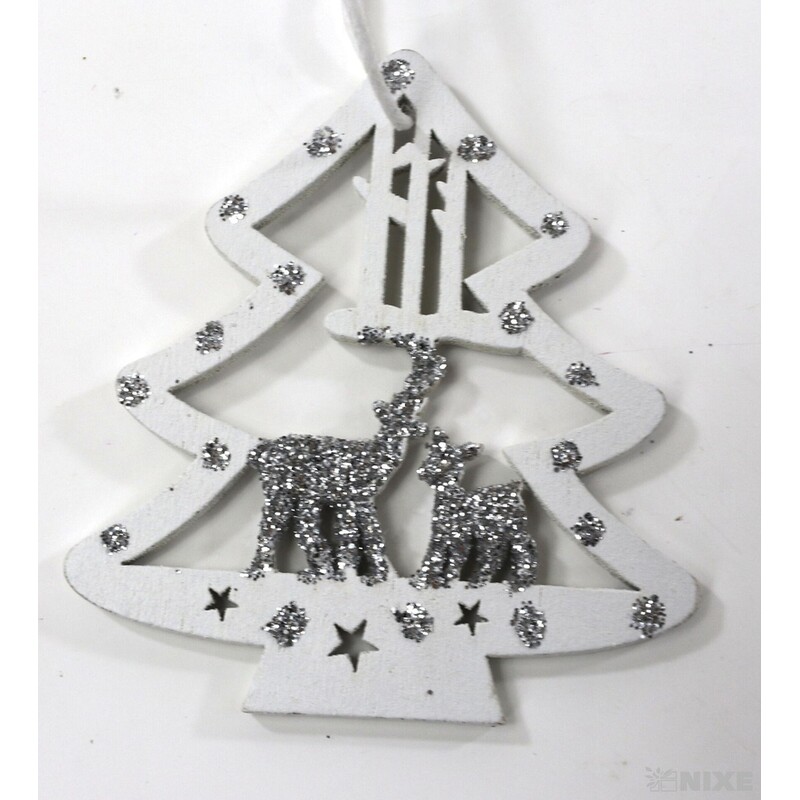 ZÁVĚS D VÁNOCE 6ks 6cm*STŘÍBRNÁ