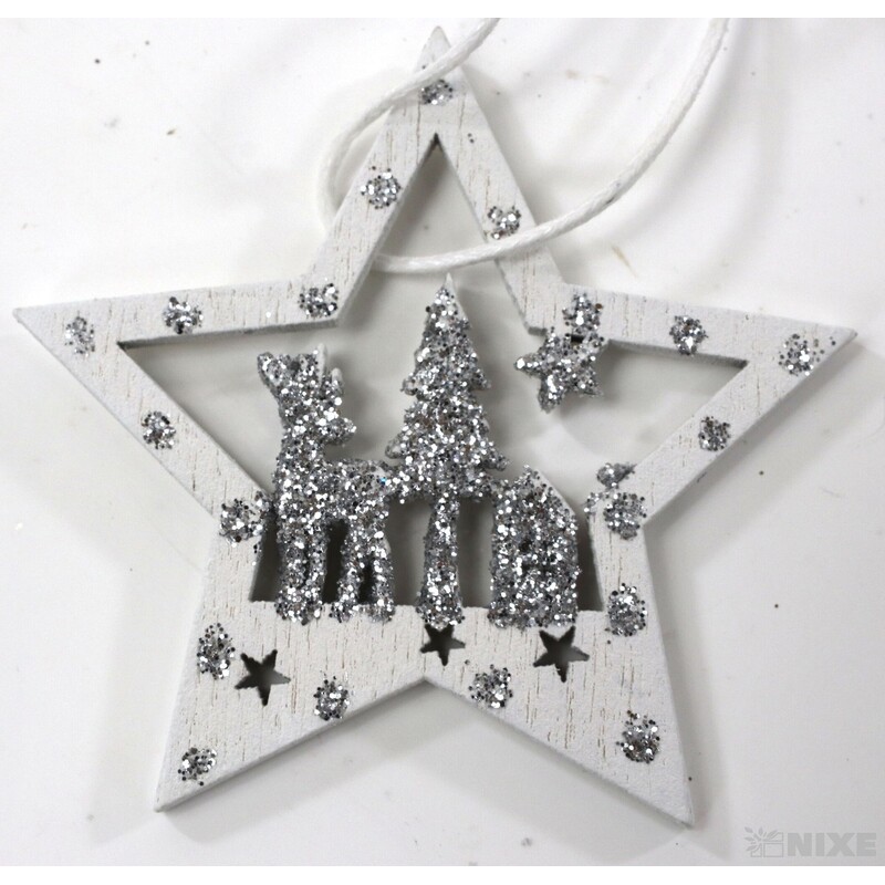 ZÁVĚS D VÁNOCE 6ks 6cm*STŘÍBRNÁ