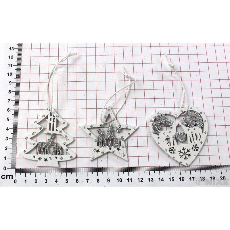 ZÁVĚS D VÁNOCE 6ks 6cm*STŘÍBRNÁ