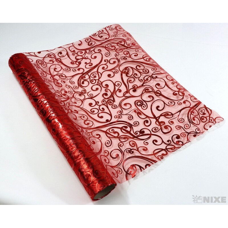 ROLE ORGANZA TISK 36cmx3m*ČERVENÁ