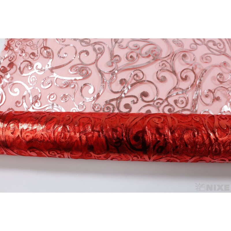 ROLE ORGANZA TISK 36cmx3m*ČERVENÁ