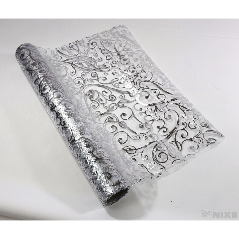 ROLE ORGANZA TISK 36cmx3m*STŘÍBRNÁ