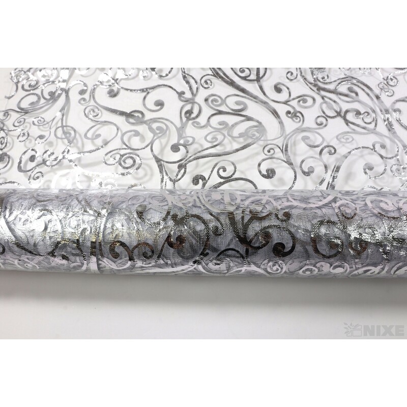 ROLE ORGANZA TISK 36cmx3m*STŘÍBRNÁ