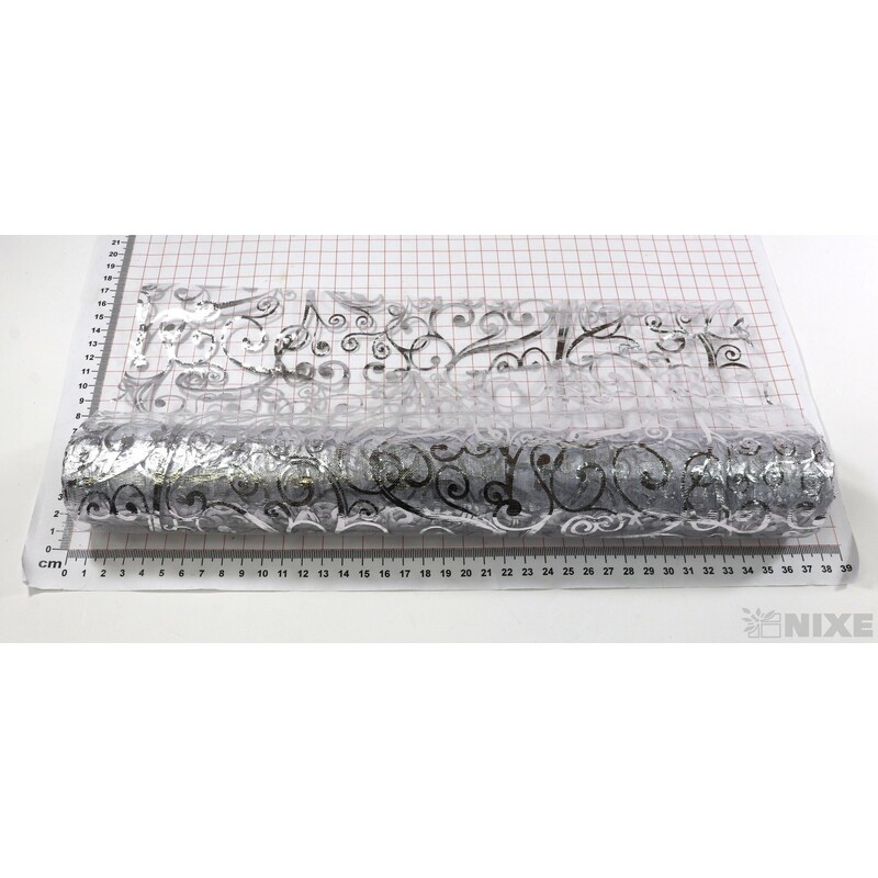 ROLE ORGANZA TISK 36cmx3m*STŘÍBRNÁ