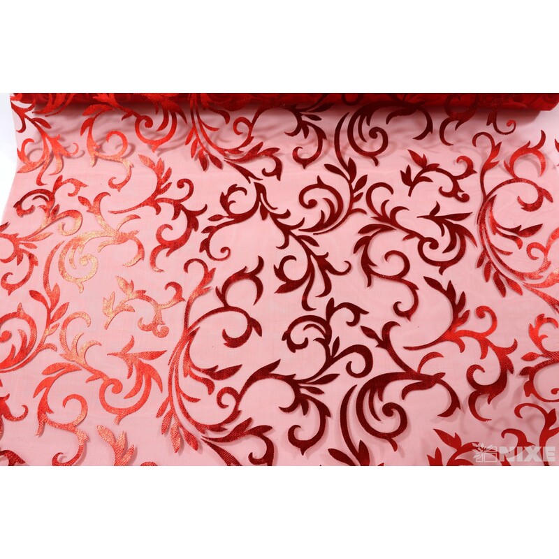 ORGANZA TISK 18 36cmx5yd*ČERVENÁ