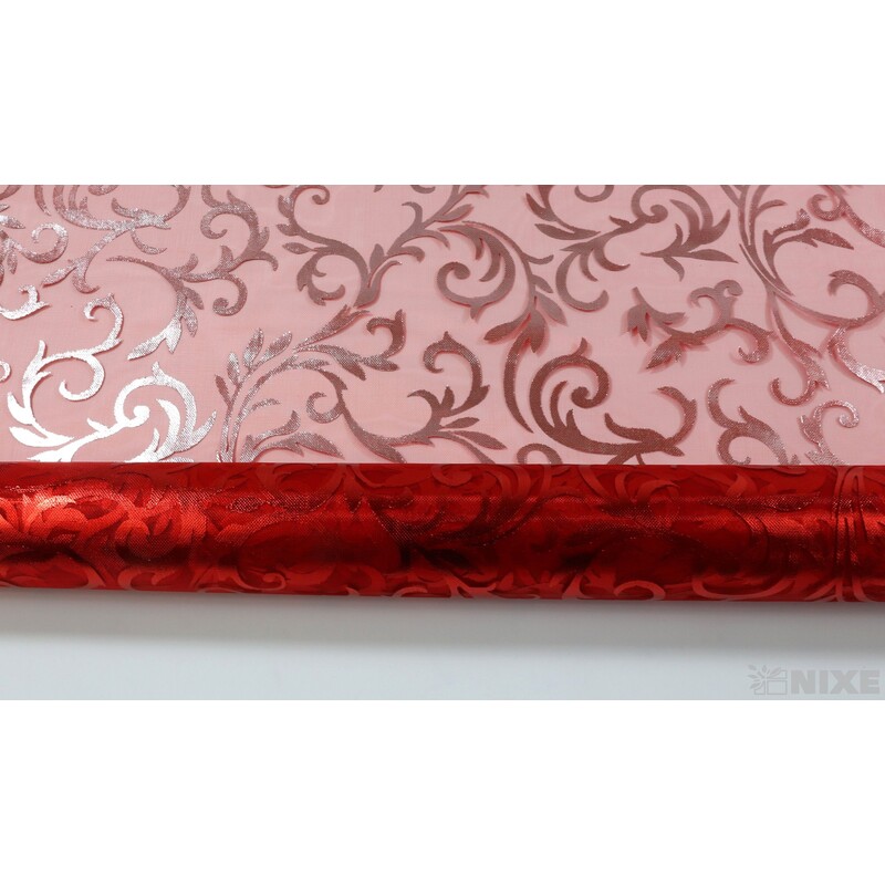 ORGANZA TISK 18 36cmx5yd*ČERVENÁ