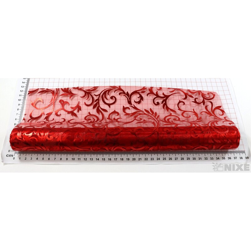 ORGANZA TISK 18 36cmx5yd*ČERVENÁ