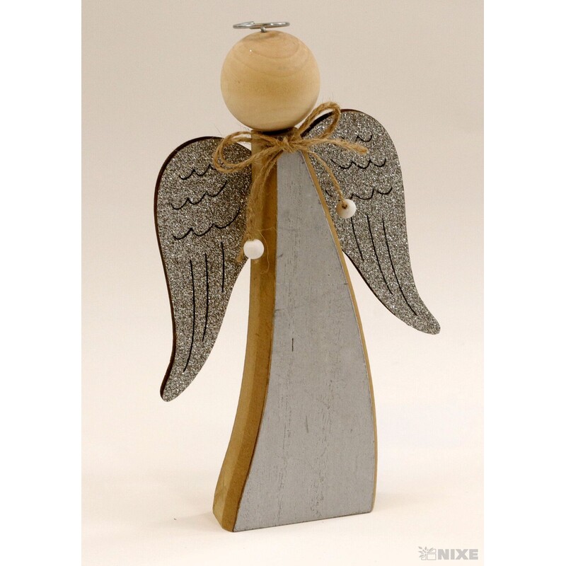 ANDĚL DŘEVO 10x20x2cm*STŘÍBRNÁ