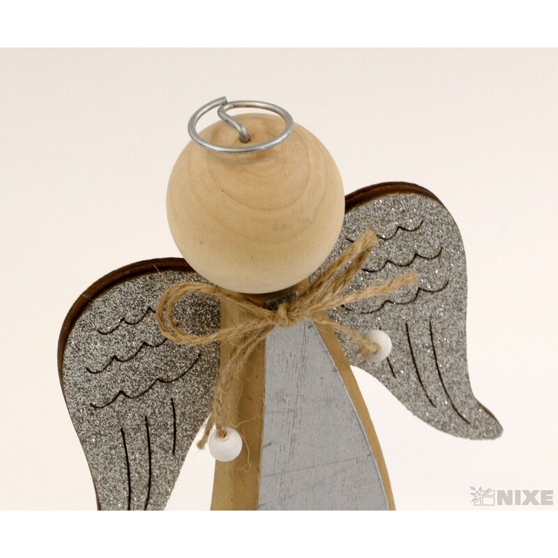 ANDĚL DŘEVO 10x20x2cm*STŘÍBRNÁ