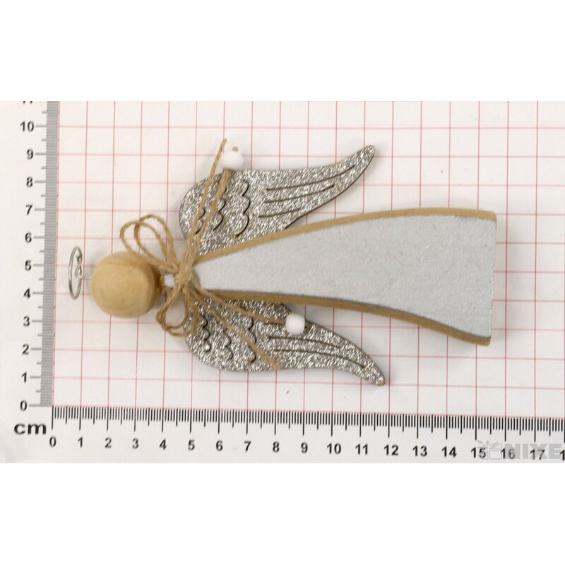 ANDĚL DŘEVO 08x14x1,5cm*STŘÍBRNÁ