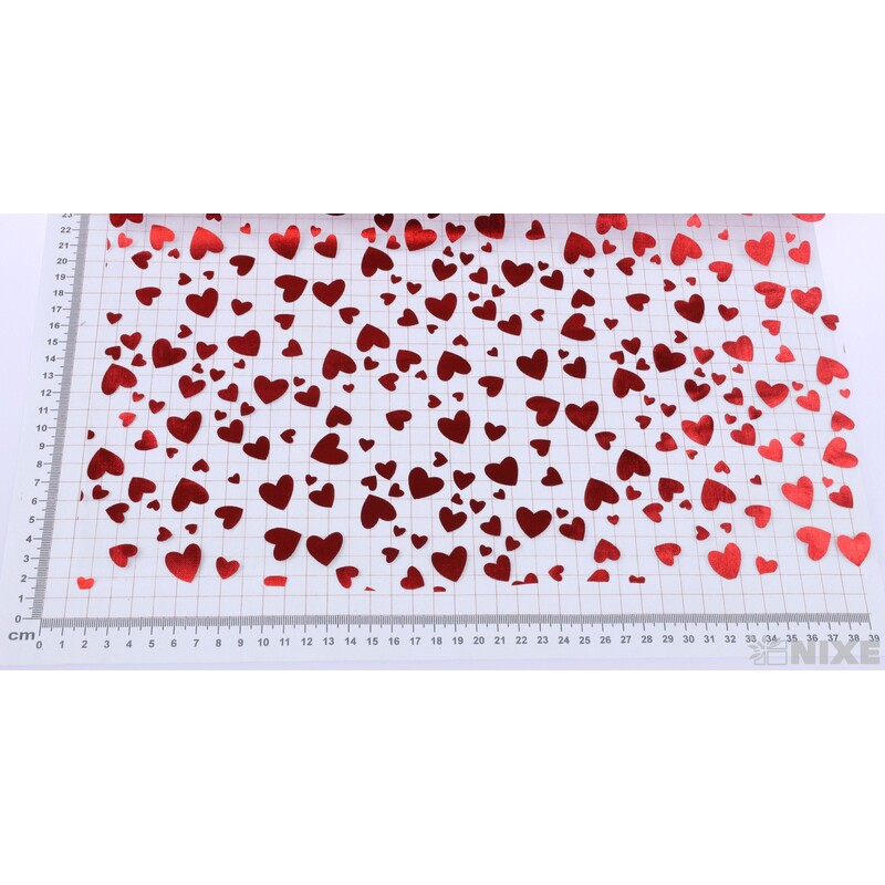ORGANZA SRDCE TISK 702 39cmx10yd*BÍLÁ