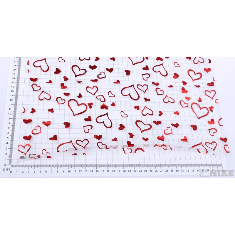 ORGANZA SRDCE TISK 703 39cmx10yd*BÍLÁ