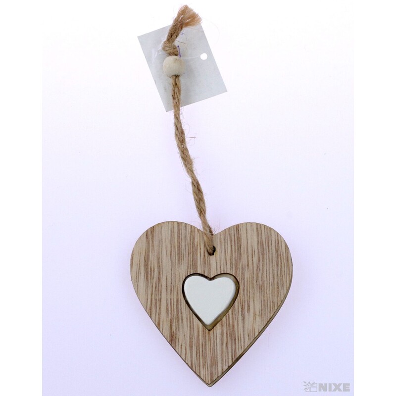 ZÁVĚS SRDCE DŘEVO 7cm*