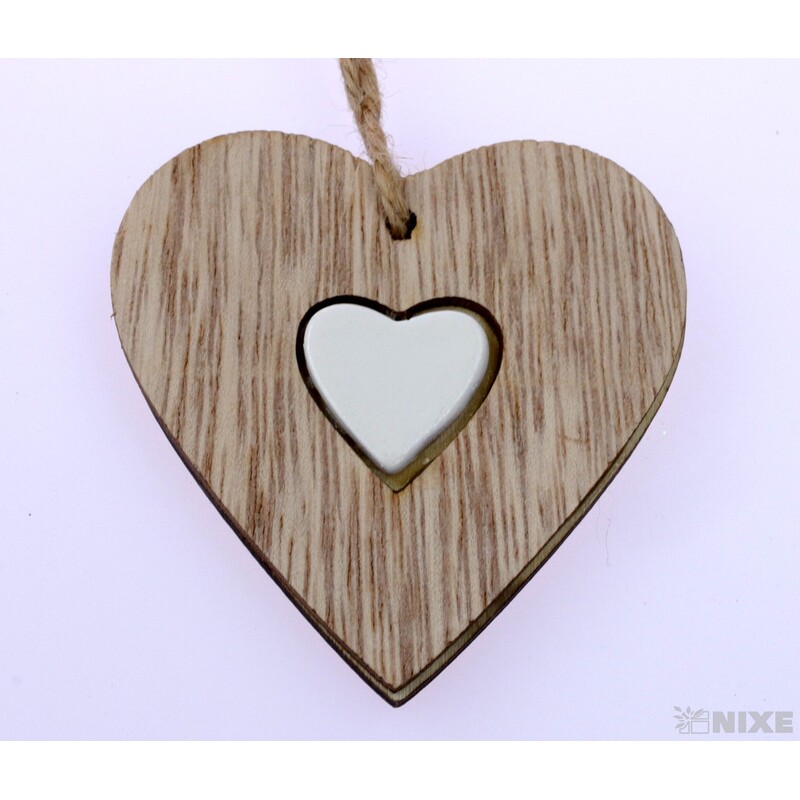 ZÁVĚS SRDCE DŘEVO 7cm*