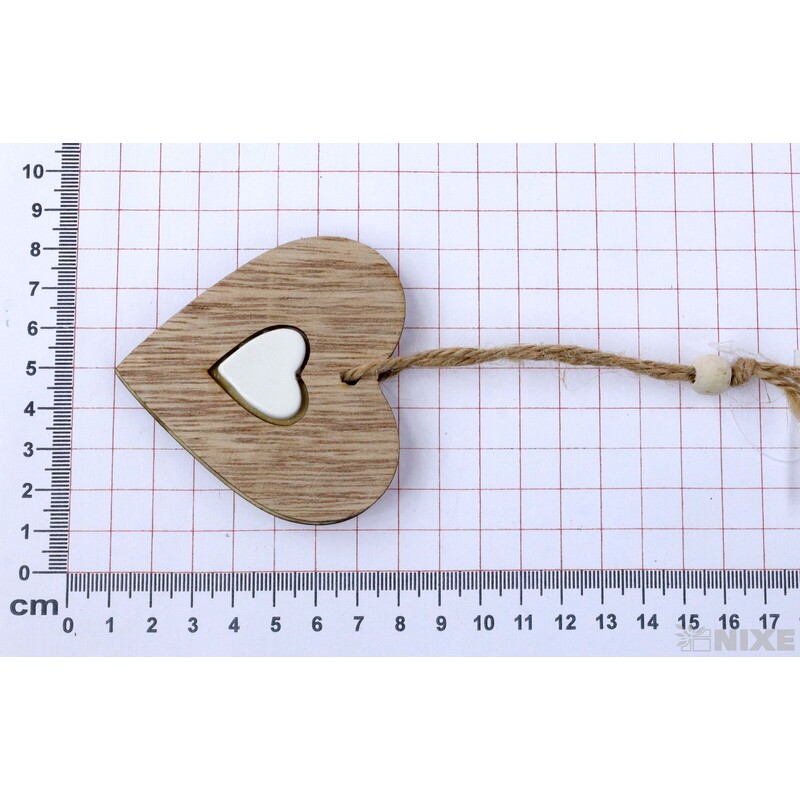 ZÁVĚS SRDCE DŘEVO 7cm*