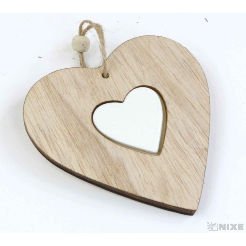 ZÁVĚS SRDCE DŘEVO 10cm*