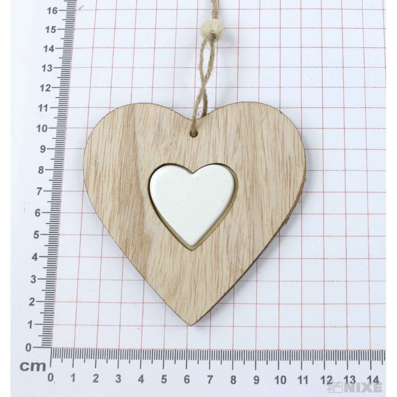 ZÁVĚS SRDCE DŘEVO 10cm*