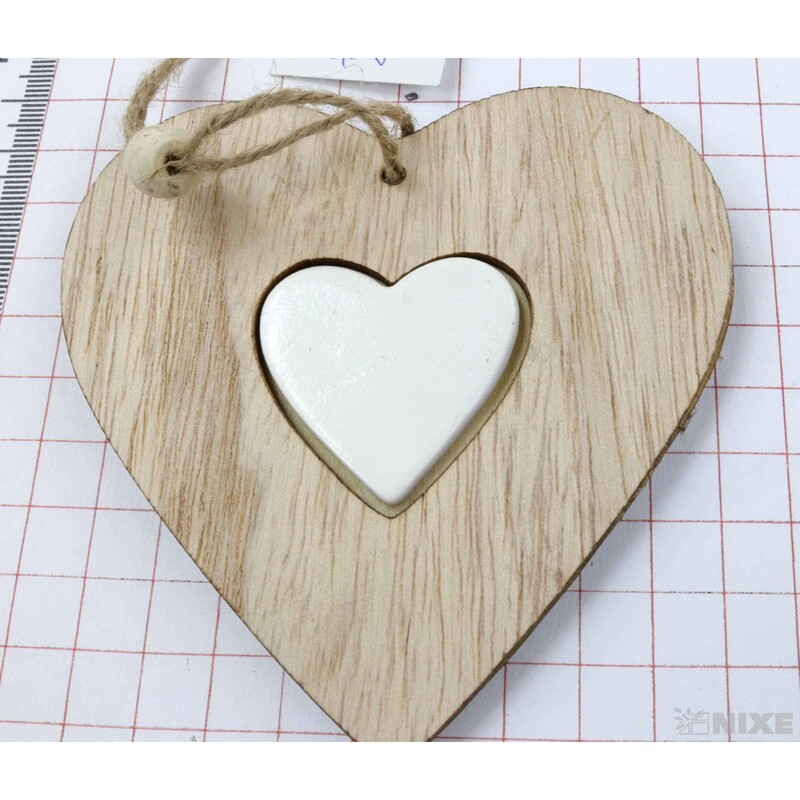 ZÁVĚS SRDCE DŘEVO 10cm*