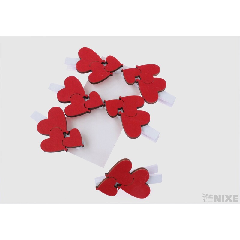 KOLÍČEK SRDCE 4x5cm 6ks*ČERVENÁ