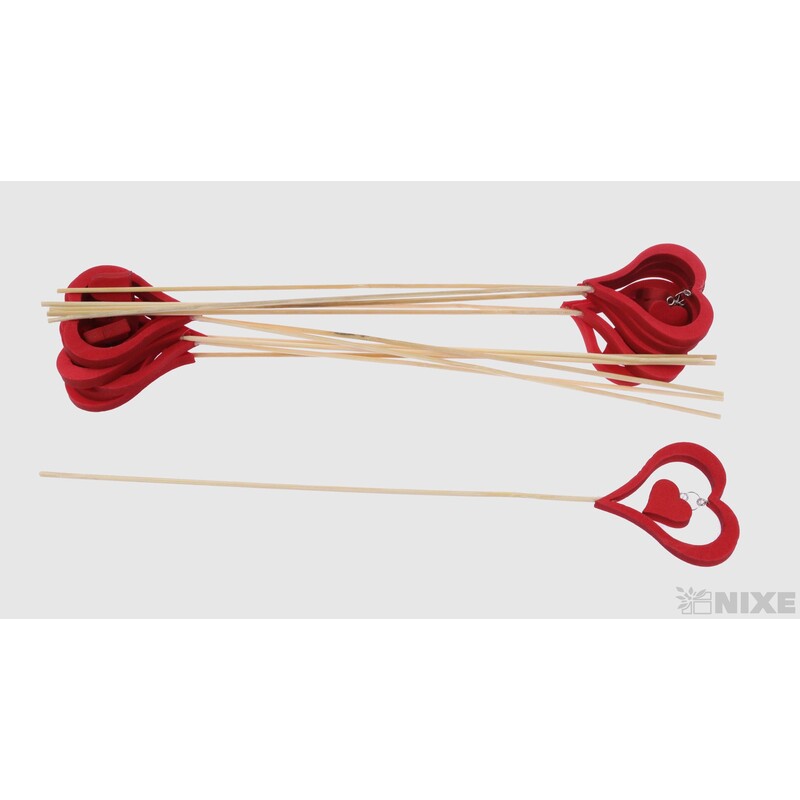 ZÁPICH SRDCE 7x38cm 12ks*ČERVENÁ