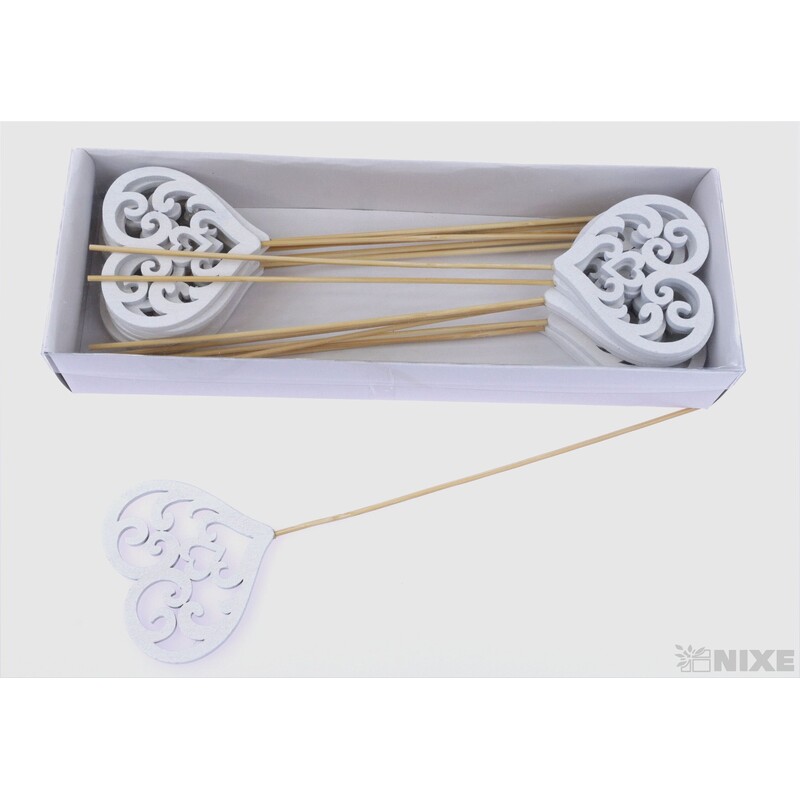 ZÁPICH SRDCE 8x27cm 16ks*BÍLÁ