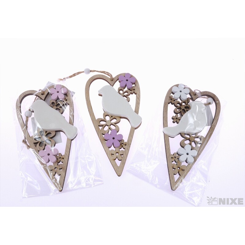 ZÁVĚS PTÁČEK SRDCE 15x8cm V+