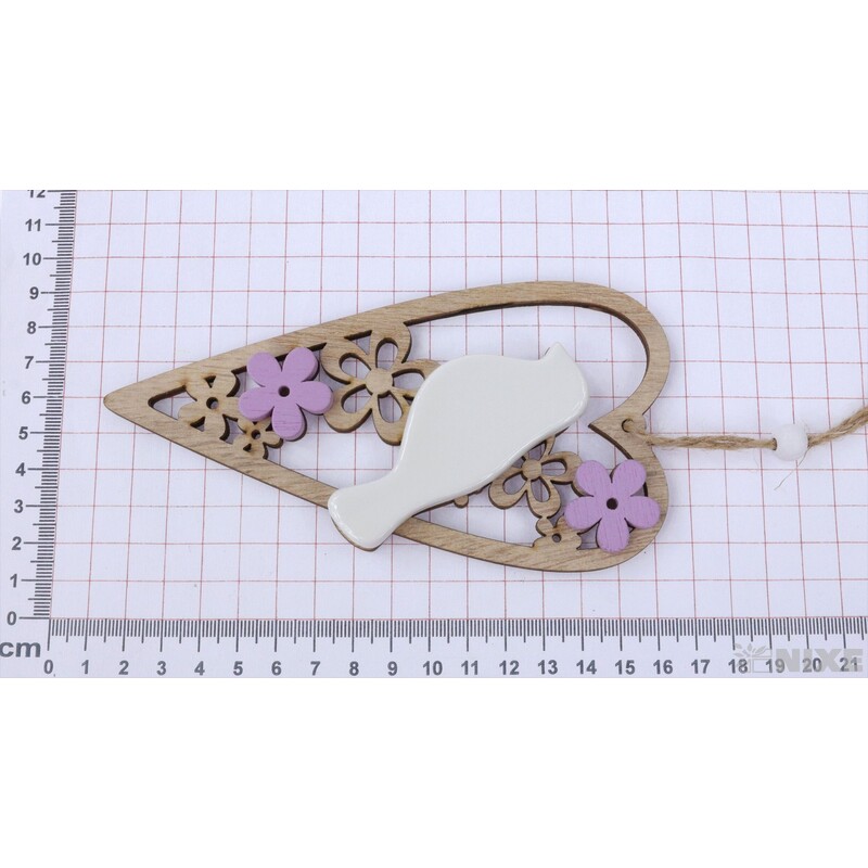 ZÁVĚS PTÁČEK SRDCE 15x8cm V+