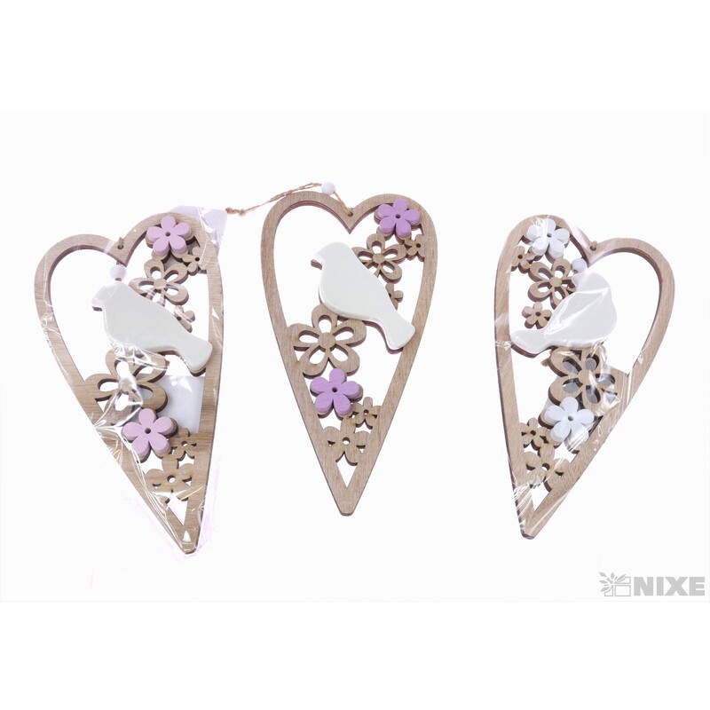 ZÁVĚS PTÁČEK SRDCE 19x10cm V+