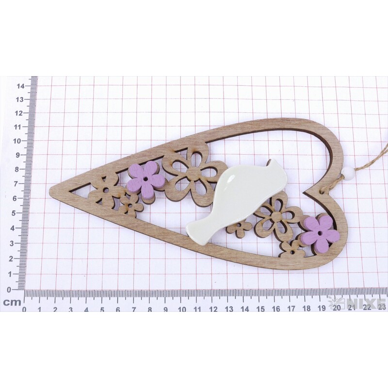 ZÁVĚS PTÁČEK SRDCE 19x10cm V+