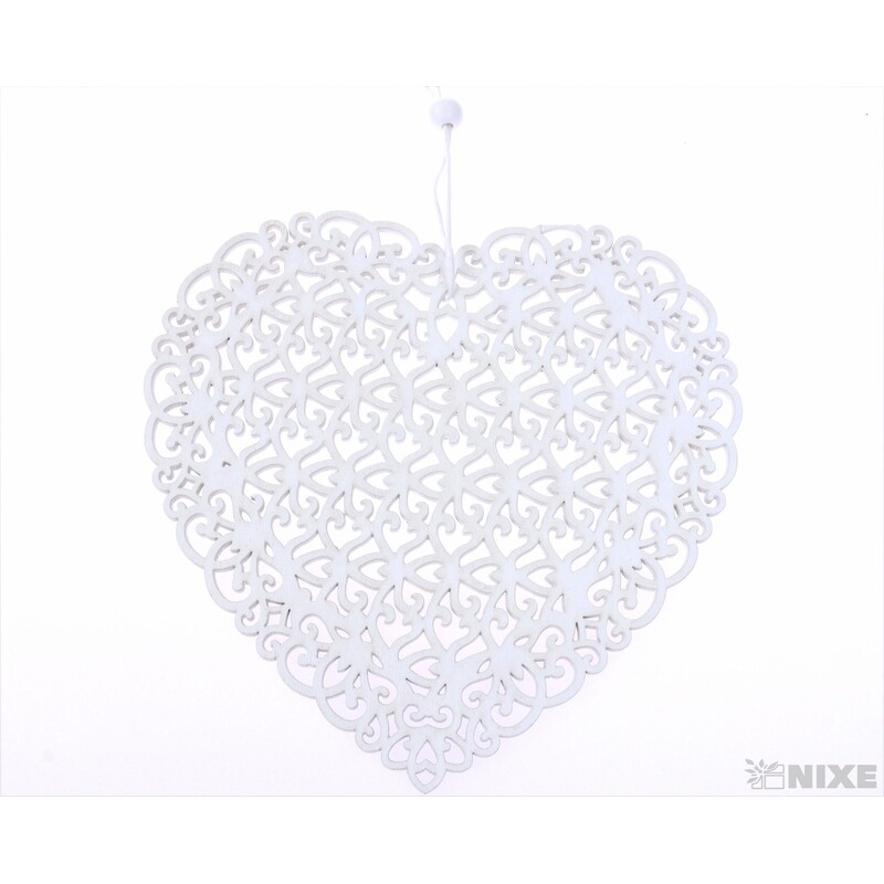 ZÁVĚS SRDCE 15cm*BÍLÁ