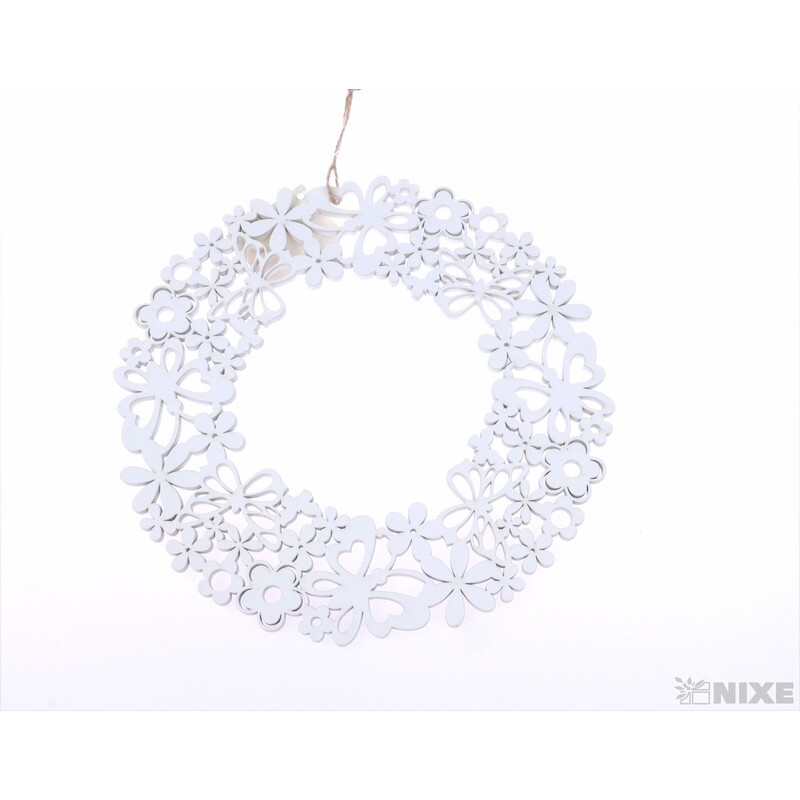 ZÁVĚS MOTÝL KRUH 22cm*BÍLÁ V+