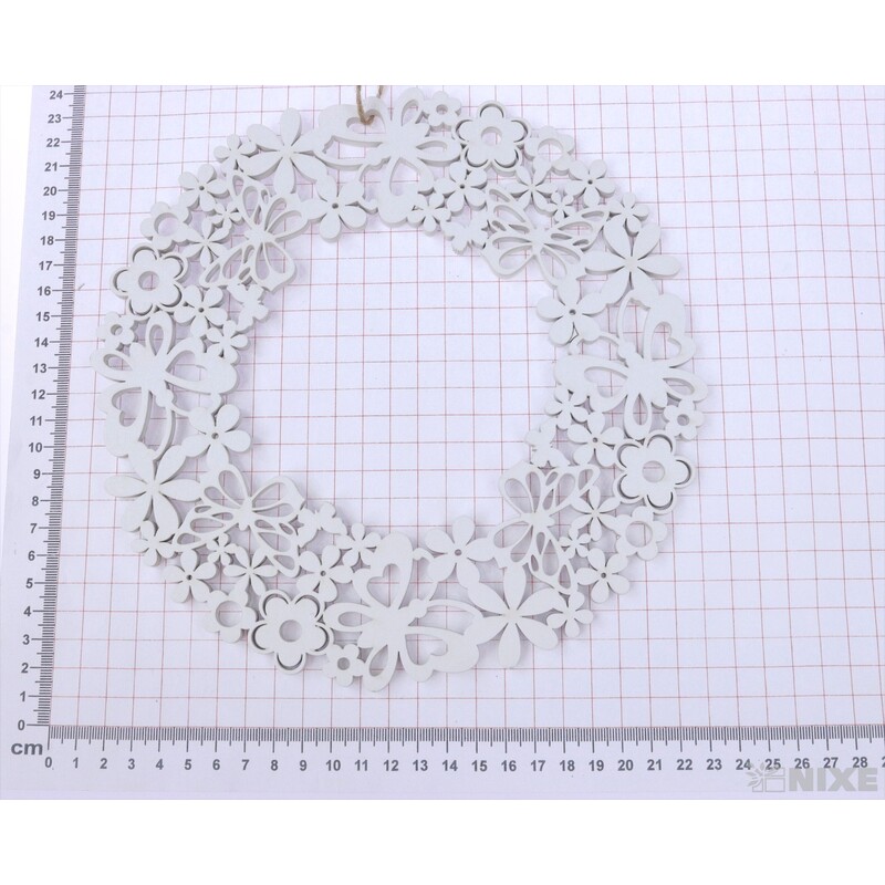 ZÁVĚS MOTÝL KRUH 22cm*BÍLÁ V+