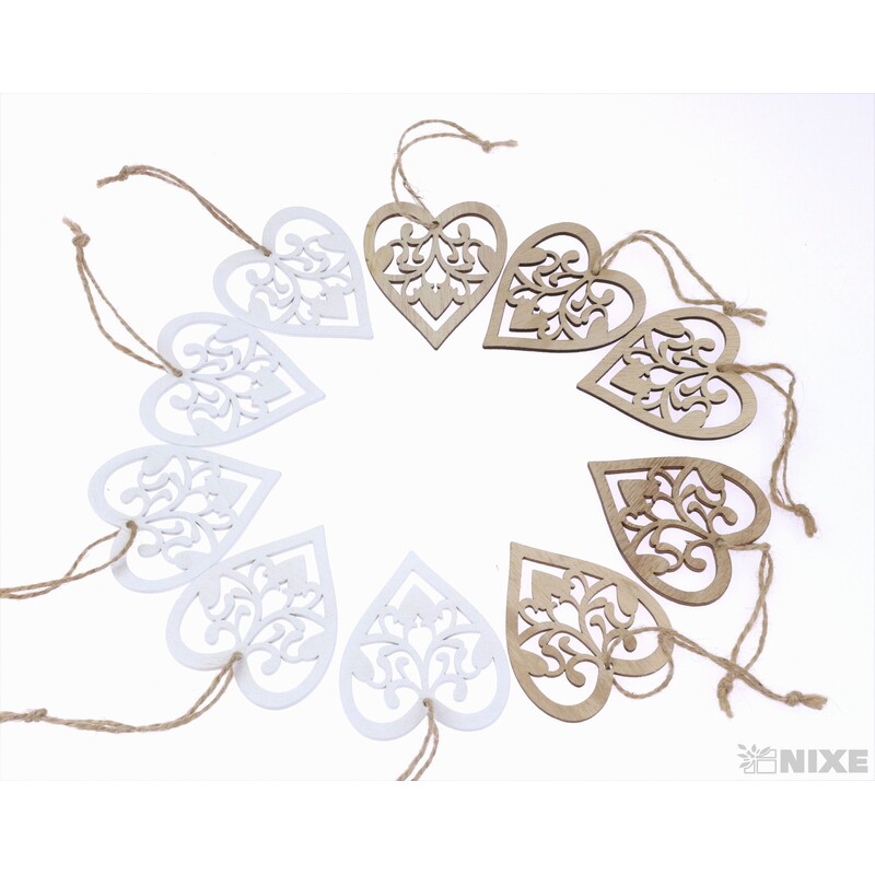 ZÁVĚS SRDCE 7cm 10ks*MIX BAREV