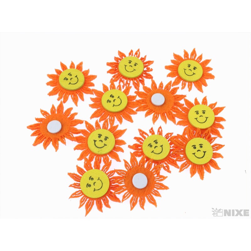 SLUNÍČKO FILC NALEP 4cm 12ks*MIX BAREV