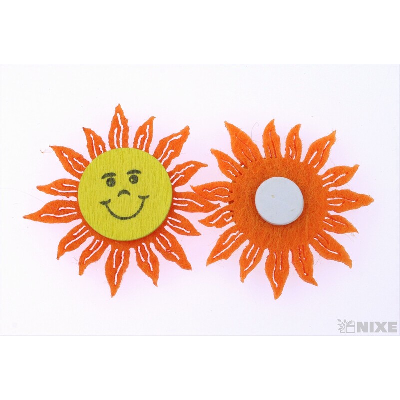 SLUNÍČKO FILC NALEP 4cm 12ks*MIX BAREV