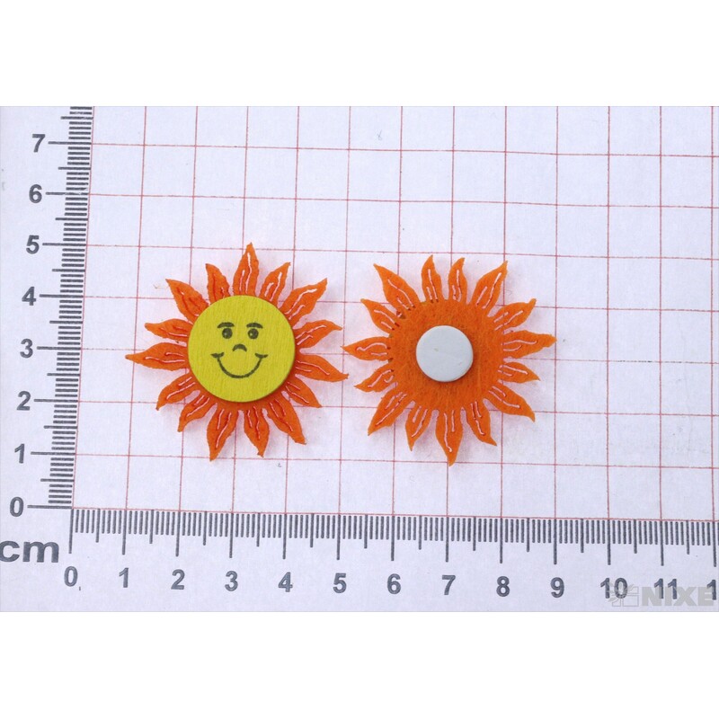 SLUNÍČKO FILC NALEP 4cm 12ks*MIX BAREV