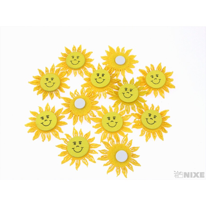 SLUNÍČKO FILC NALEP 4cm 12ks*MIX BAREV