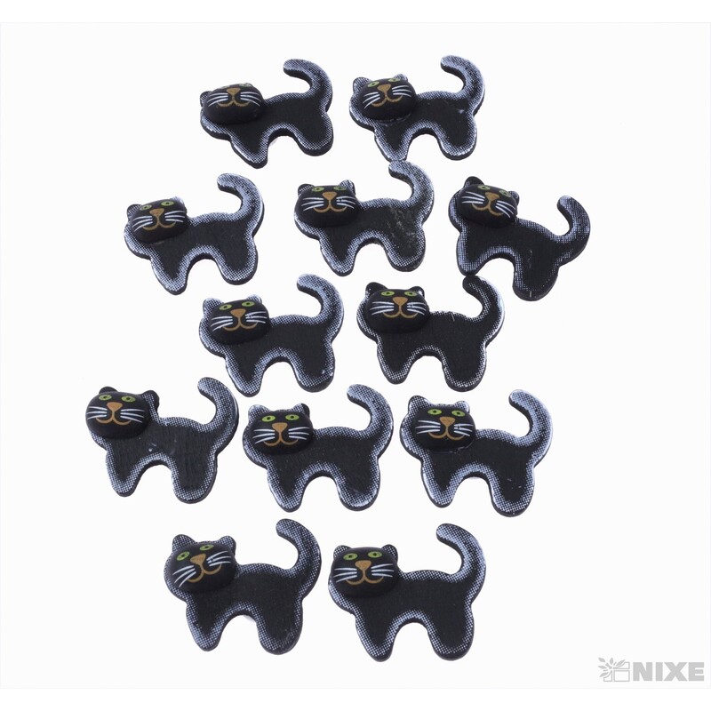 KOČKA NALEPOVACÍ 4cm 12ks*ČERNÁ