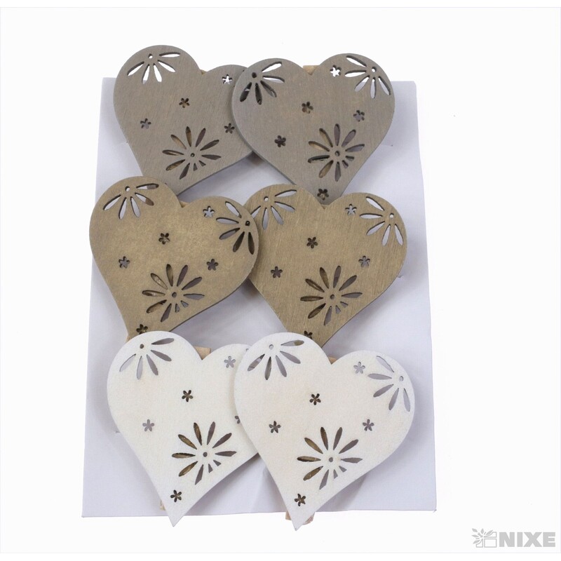 OZDOBNÝ KOLÍČEK SRDCE 5,5cm 6ks*