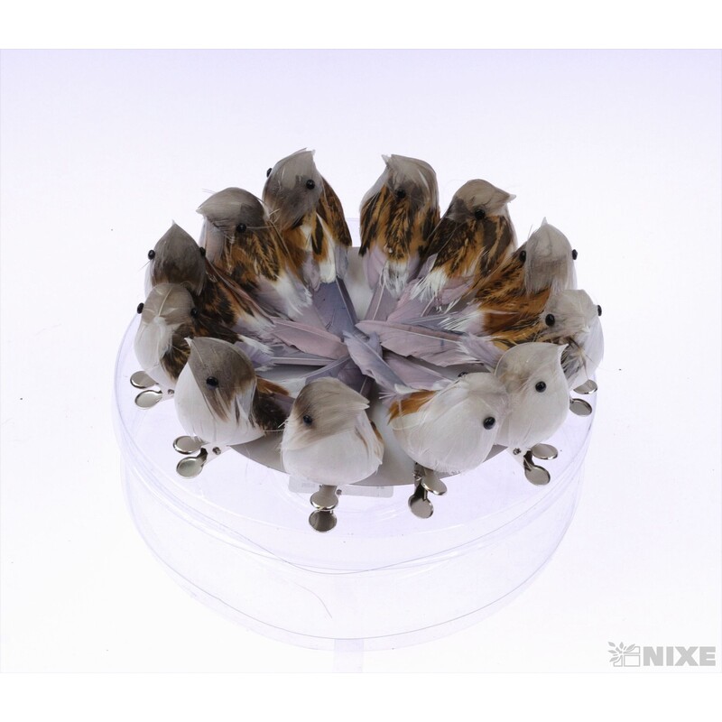 PTÁČEK KLIPS 9cm 12ks*PŘÍRODNÍ