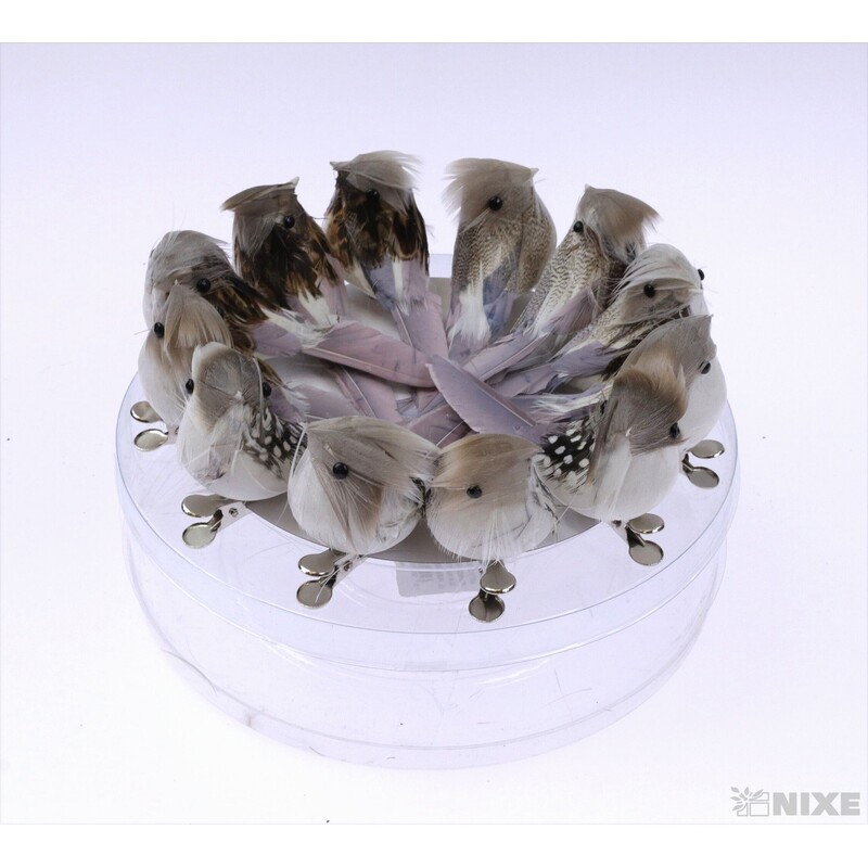 PTÁČEK KLIPS 9cm 12ks*PŘÍRODNÍ