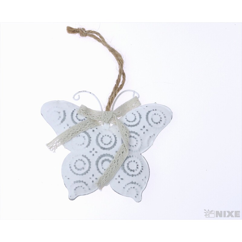 ZÁVĚS MOTÝL PLECH 8x10cm*BÍLÁ