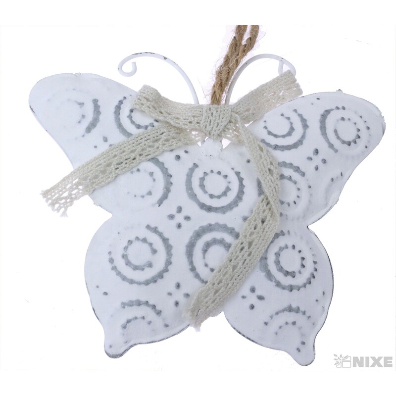 ZÁVĚS MOTÝL PLECH 8x10cm*BÍLÁ