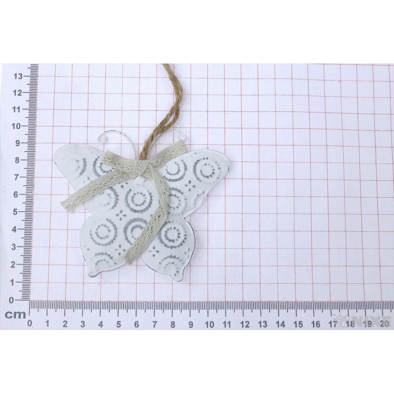 ZÁVĚS MOTÝL PLECH 8x10cm*BÍLÁ