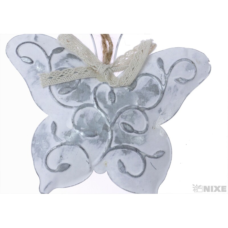 ZÁVĚS MOTÝL PLECH 9x12cm*BÍLÁ