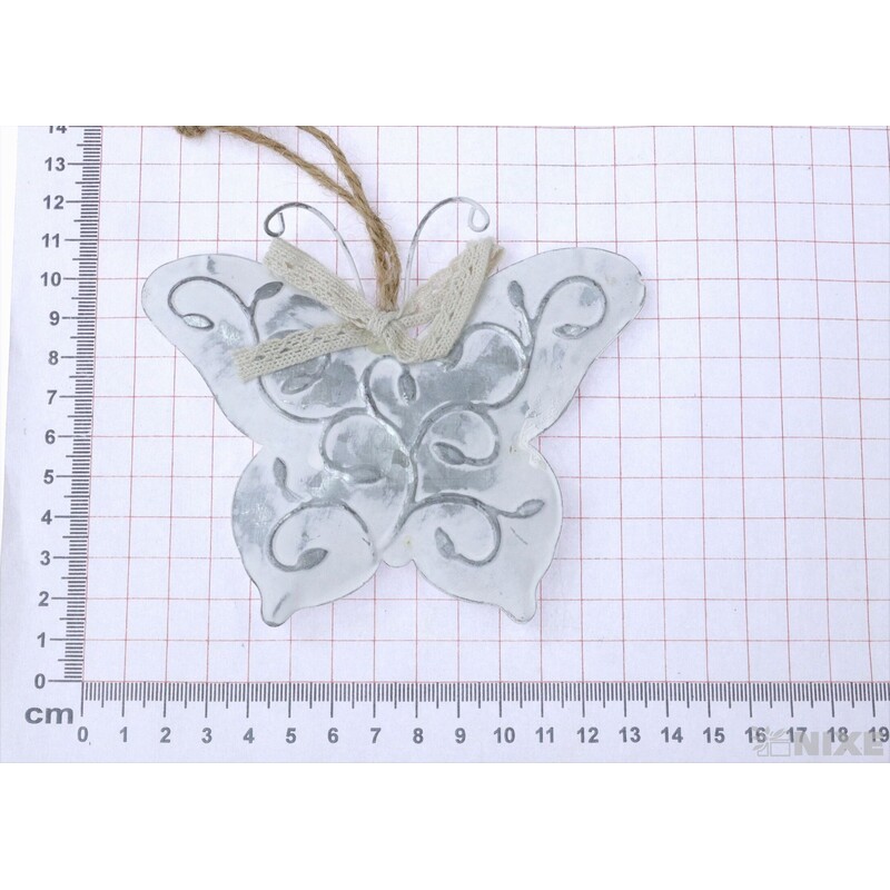 ZÁVĚS MOTÝL PLECH 9x12cm*BÍLÁ