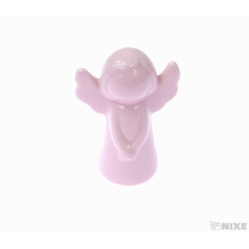 ANDĚL PORCELÁN 9cm*RŮŽOVÁ