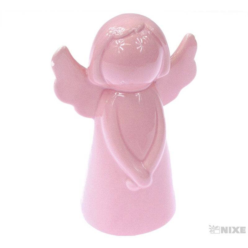 ANDĚL PORCELÁN 15cm*RŮŽOVÁ