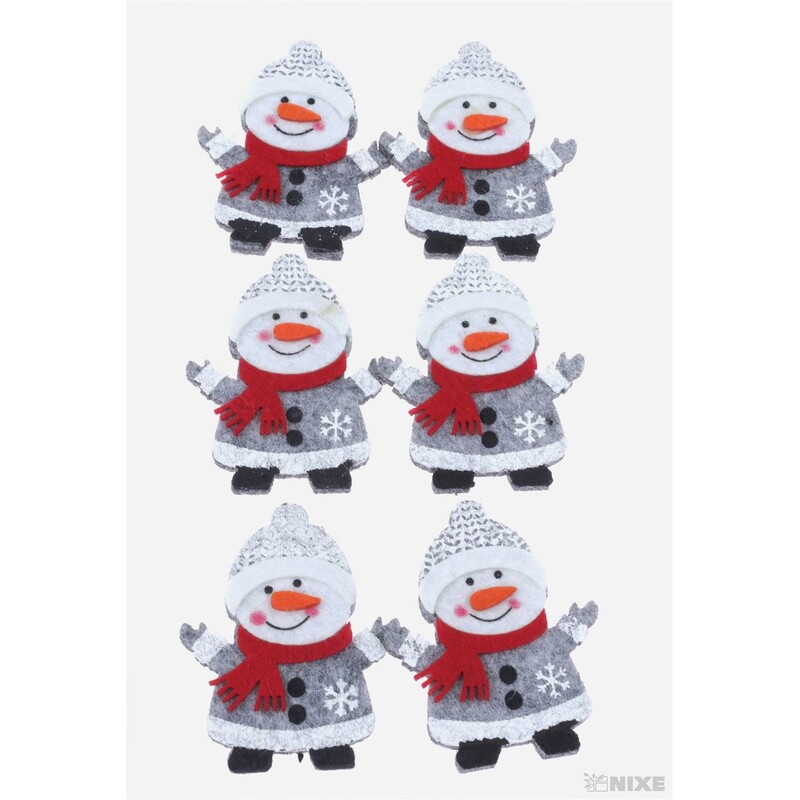 VÁNOCE FILC NALEP 6ks 6x4cm*MIX BAREV