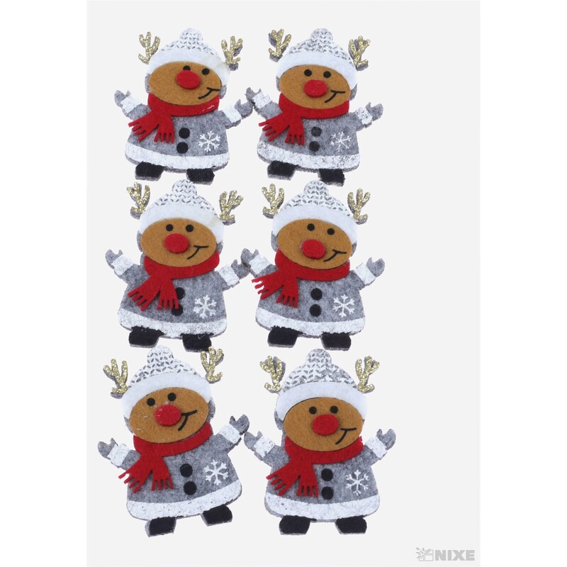 VÁNOCE FILC NALEP 6ks 6x4cm*MIX BAREV